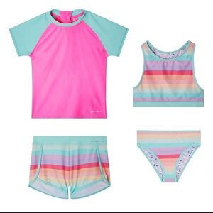 Eddie Bauer Girls Reversible 4-Piece Swimsuit Set – Size L (14/16) – NWT